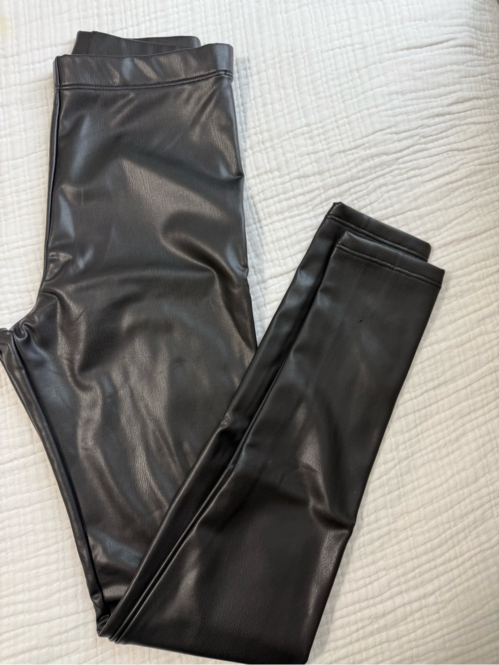 H&M Black Faux Leather Kids Leggings